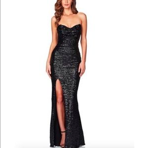 Nookie black sequins high slit dress